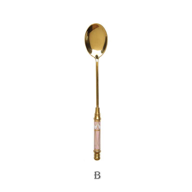 Edelstahl Dessert Löffel Keramik Langen Griff Eis Löffel Teelöffel Gold Kaffee Kuchen Obst Milch Löffel Küche Geschirr – Detail 10
