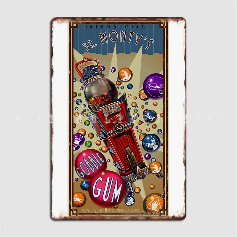 Dr. Monty's Gobblegum Poster Metal Plaque Wall Cave Plates Club Bar Decoration Tin Sign Poster