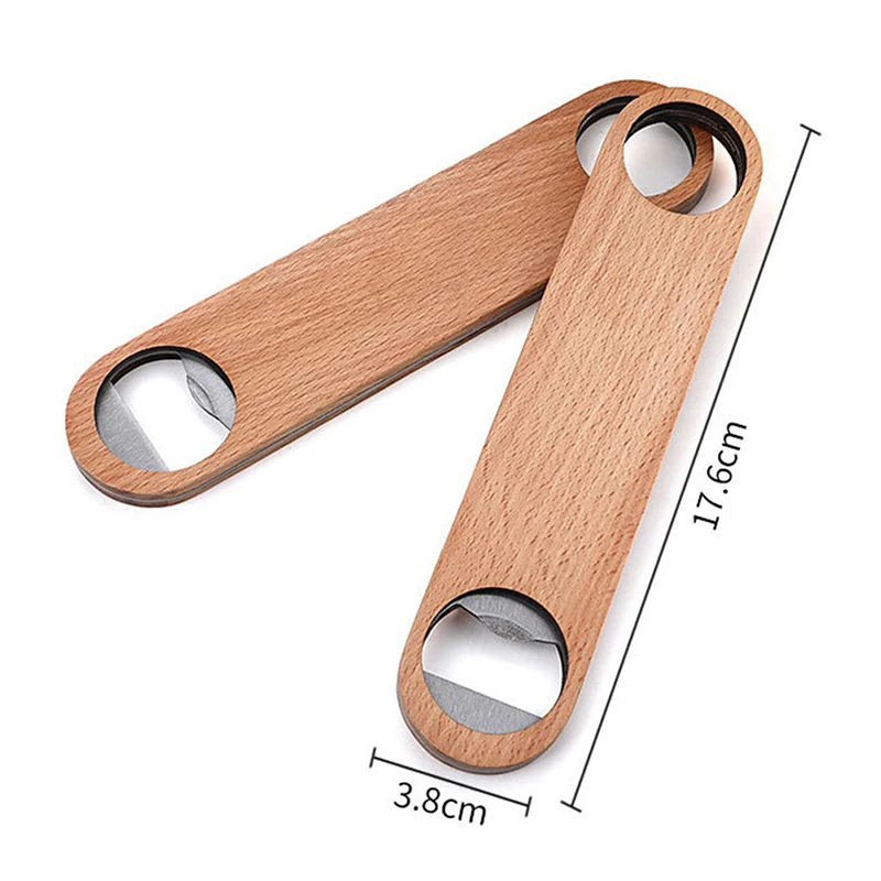 1PCS  Wooden Hotel Flat Board Speed Bottle Opener Home Beer Cap Wooden Cover Wood Bottle Opener