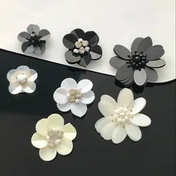 10Pcs Per Lot 2-3.5CM Width Handmade Sequin Flower Applique 3D Paillettes Beaded Patches For DIY Clothes Shoes Hat Accessories