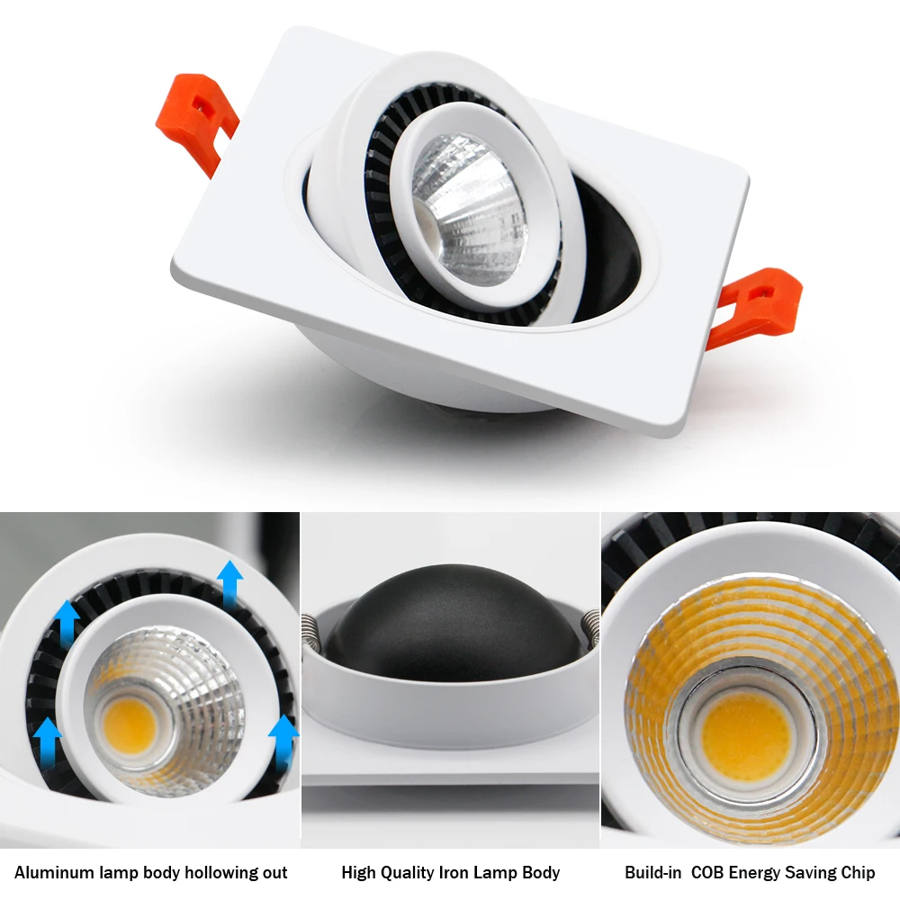 Led Recessed Downlight 360 Adjustable Ceiling Spot Light 12W/18W Down Lights Led Ceiling Lamp LED Spot Lighting Fixture for Home