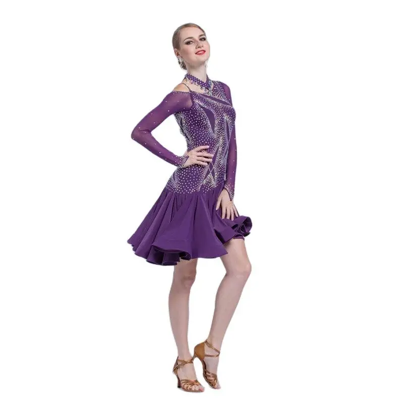 L-17255 Latin Performance Competition Dance Dress, New Adult Women\'s National Standard Friendship Custom Latin Dance Dress