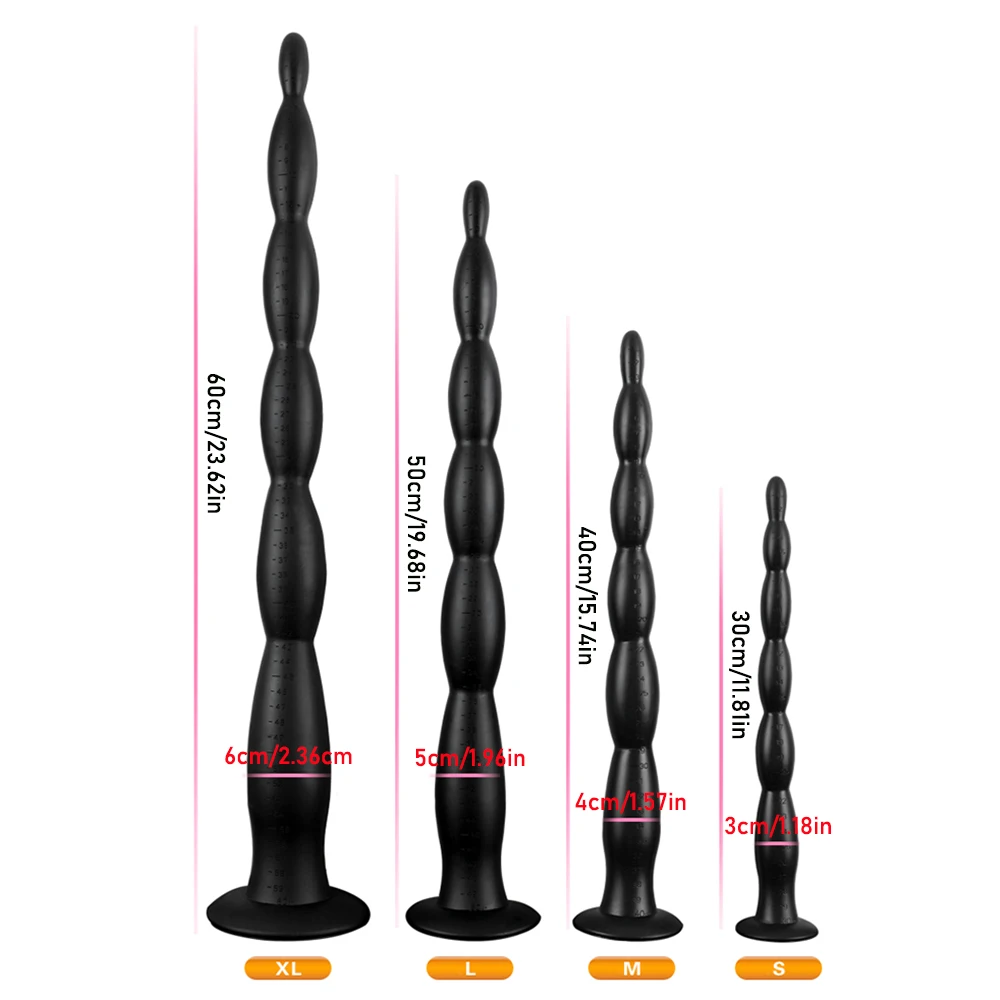 Super Long Liquid Silicone Anal Plug Dildos Stimulate Anus and Vagina Anal Sex Toys for Women and Men Soft Beaded Anal Dilator