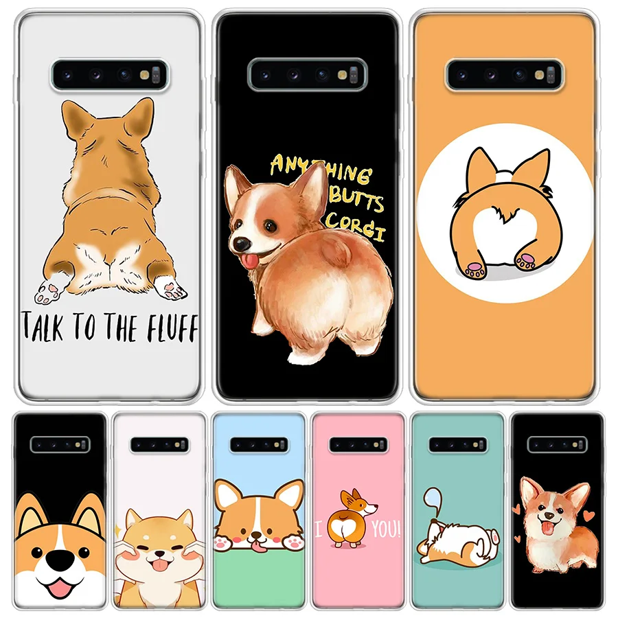 Cartoon Corgi Super Cute Dog Silicon Call Phone Case For Samsung Galaxy S23 S24 Ultra S21 S20 FE S22 S10 Plus S10E S9 S8 + Cover