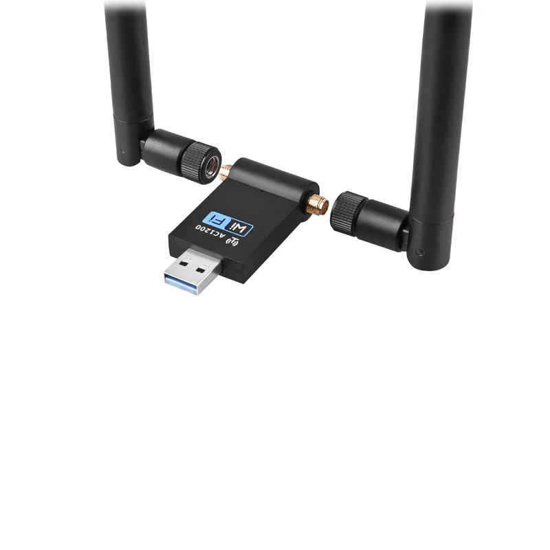 1200 mbps sem fio usb adaptador wi-fi placa de rede usb3.0 banda dupla 2.4g & 5.8g adaptador receptor wi-fi para pc com 2 pcs antenas
