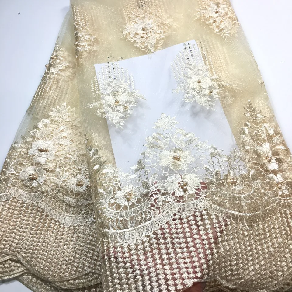 African Lace Fabric 2021 High Quality Lace 5 Yards For Sewing Dress, Tulle Lace Fabric French Net Nigerian Lace Fabrics M3159