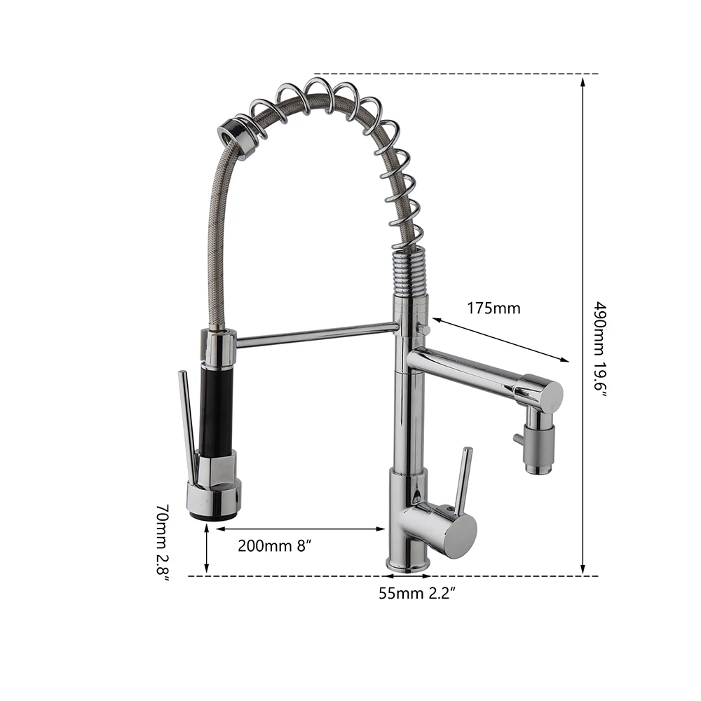 YANKSMART Chrome Gepolijst Keuken Pull Down Uitloop Streamen Sink Sproeier Kraan Badrandcombinaties Koud En Warm Mixer Water Tap