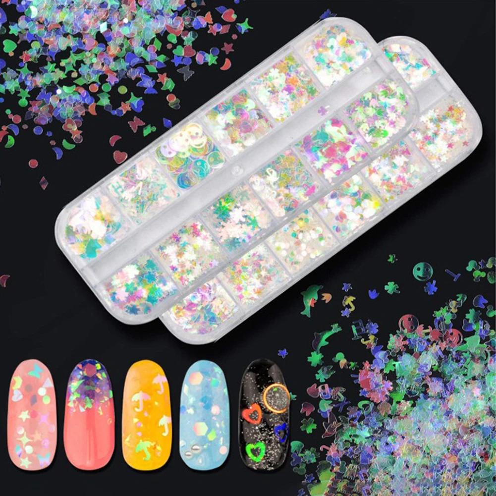 Nail Art Vlinder Ster Hart Cirkel Pailletten Diy Glitter Vlokken Manicure Decor Nagels Decoraciones Nagels Accessoires Маникюр