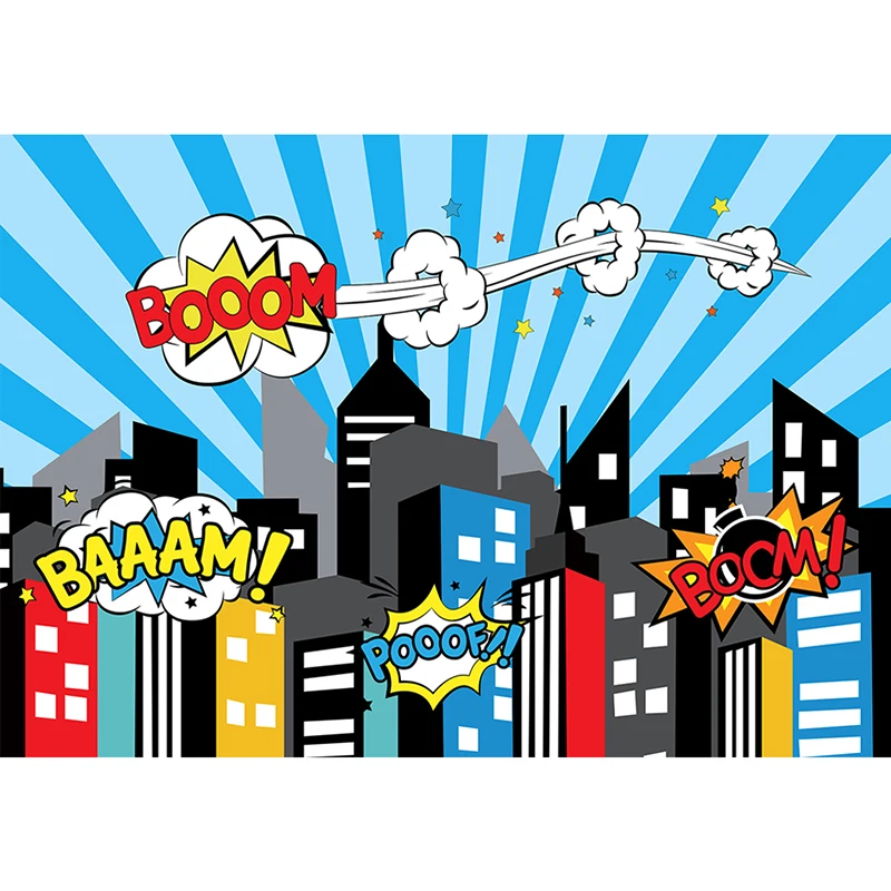 Funnytree Hero Geburtstag Partei Hintergrund Spinne Baby Dusche Junge Fotografie requisiten Boom Photozone Nacht Shiny Gebäude Hintergrund