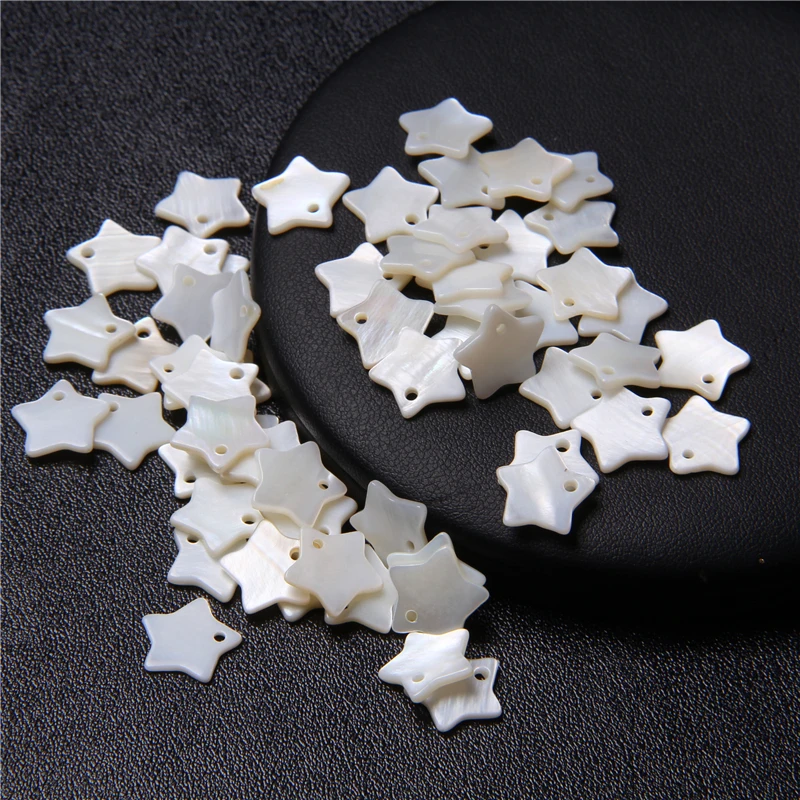 10pcs White Star Round Mother of Pearl Shell Charms Natural Shell Necklace Pendants for Jewelry Making DIY Earring Accessories