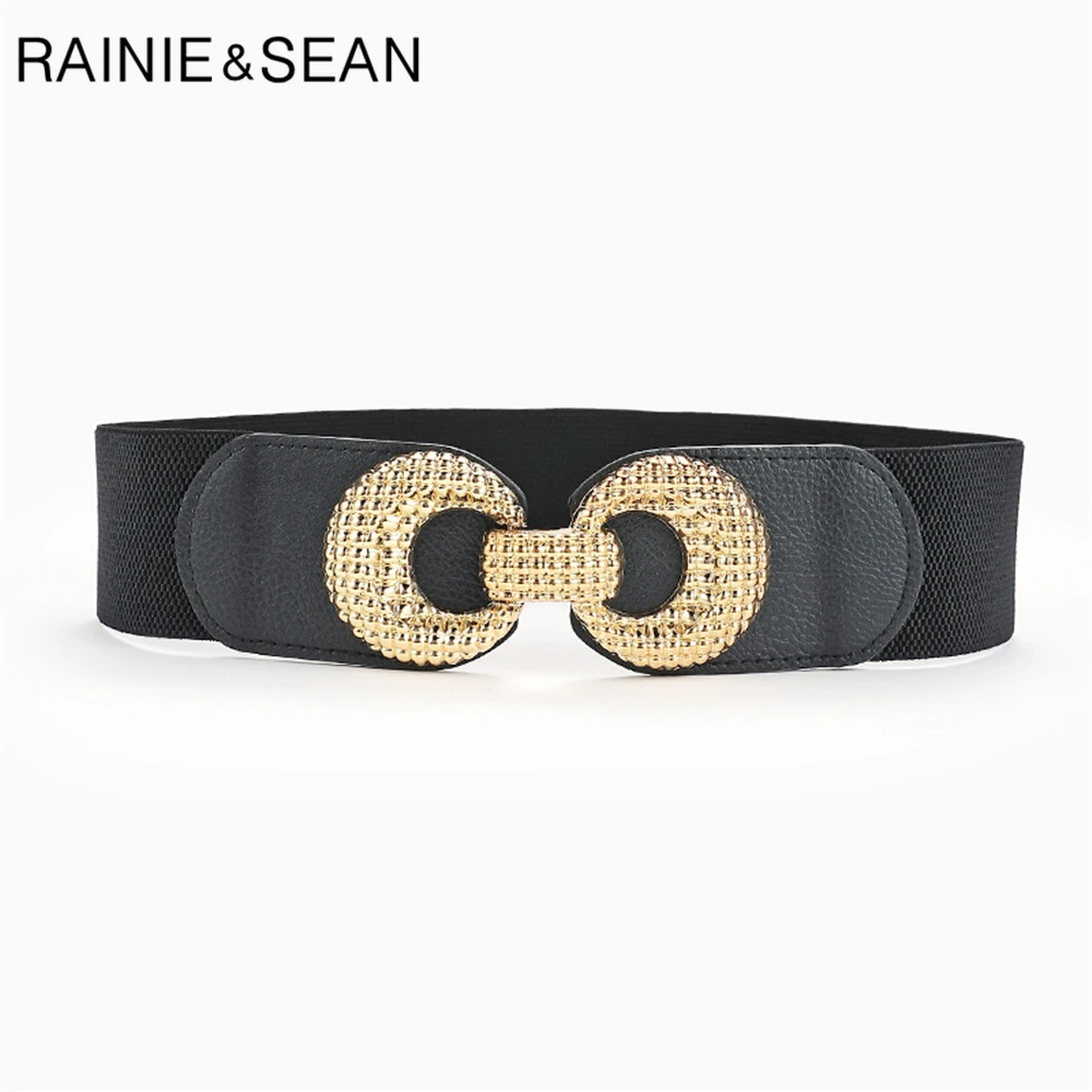 RAINIE SEAN Cummerbunds Female Elastic Women Waist Belt Studded Wide Women\'S Belts Vintage Stretchy Ladies Dress Waistbands