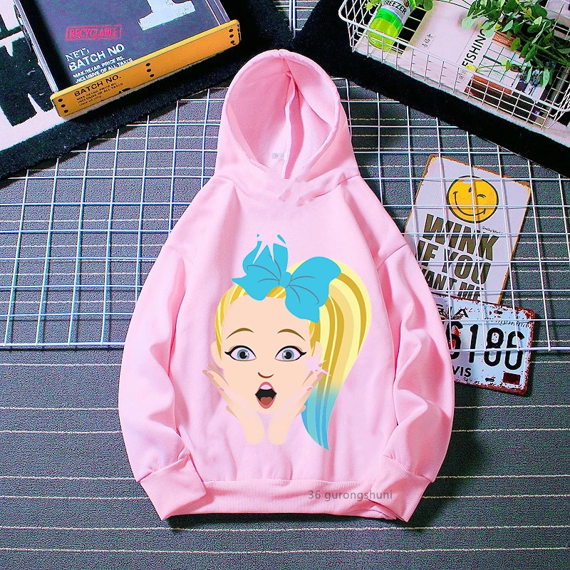 New hot sale children's hoodie jojo siwa graphic print children's pink winter sweatshirt fashion cute girls hoodie top wholesale