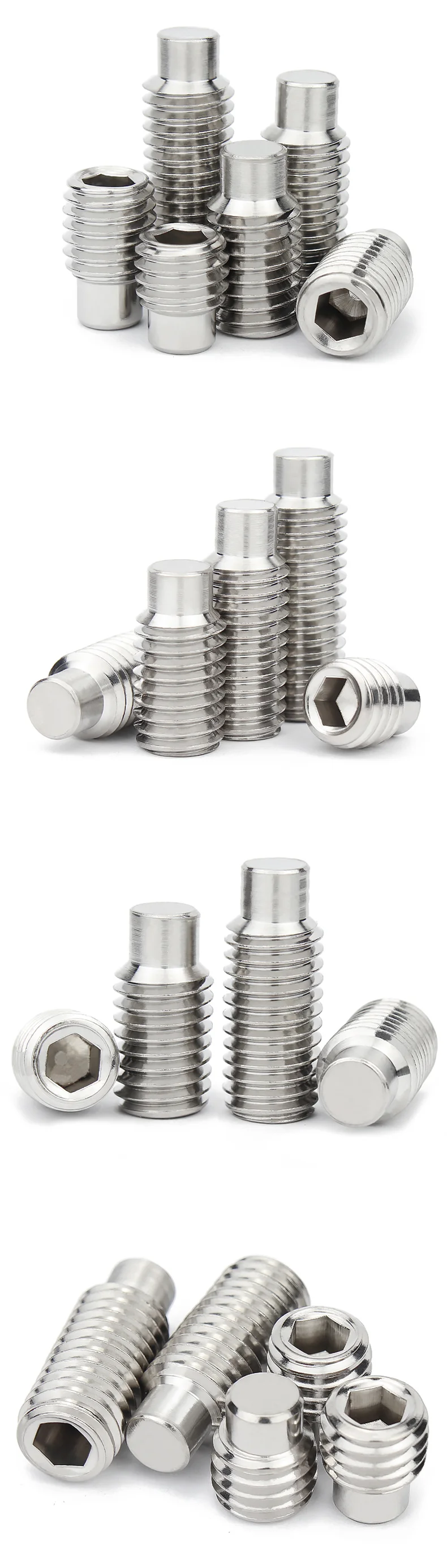 M2.5 M3 M4 M5 M6 M8 M10 M12M16 304 Stainless Steel Allen Hexagon Socket Convex End Grub Headless Bolt Dog Point Set Screw DIN915