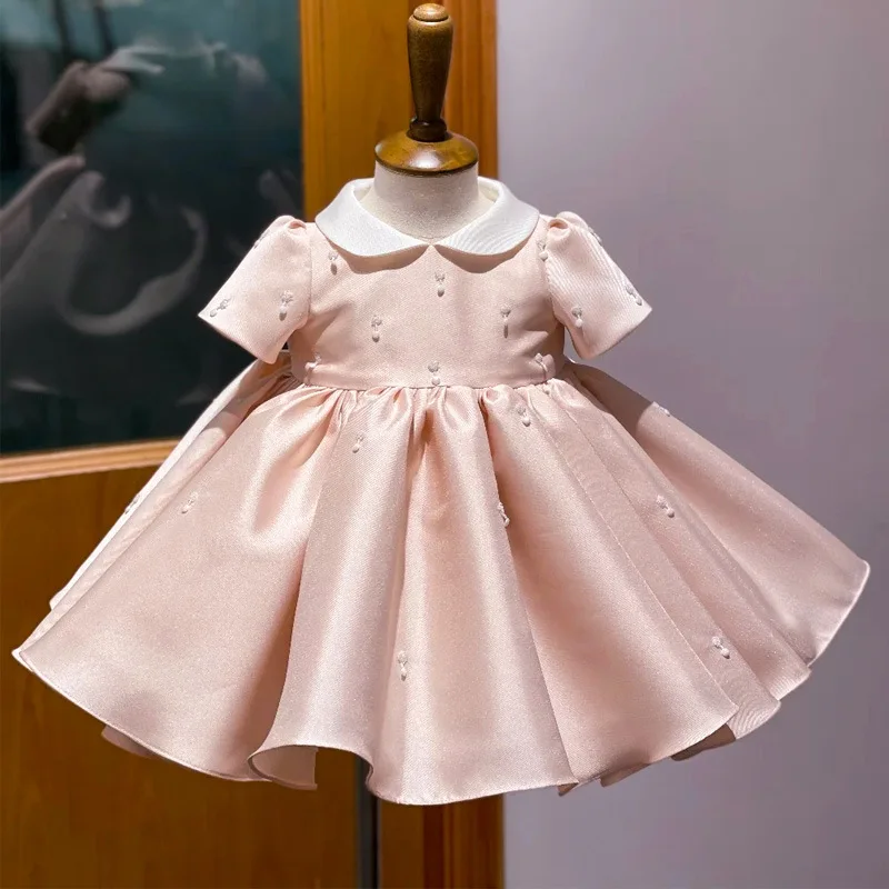 Children First Birthday Party Dresses For Baby Girls Princess White Gown Infant Wedding Vestidos Kids Girl Ceremonial Dress