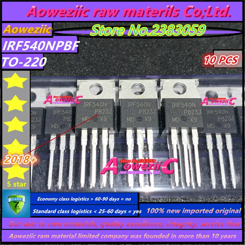 Aoweziic 2018 + 10 sztuk 100% nowe oryginalne importowane IRF540NPBF IRF540N F540N do-220 moc rura MOS prostownik 100V 33A
