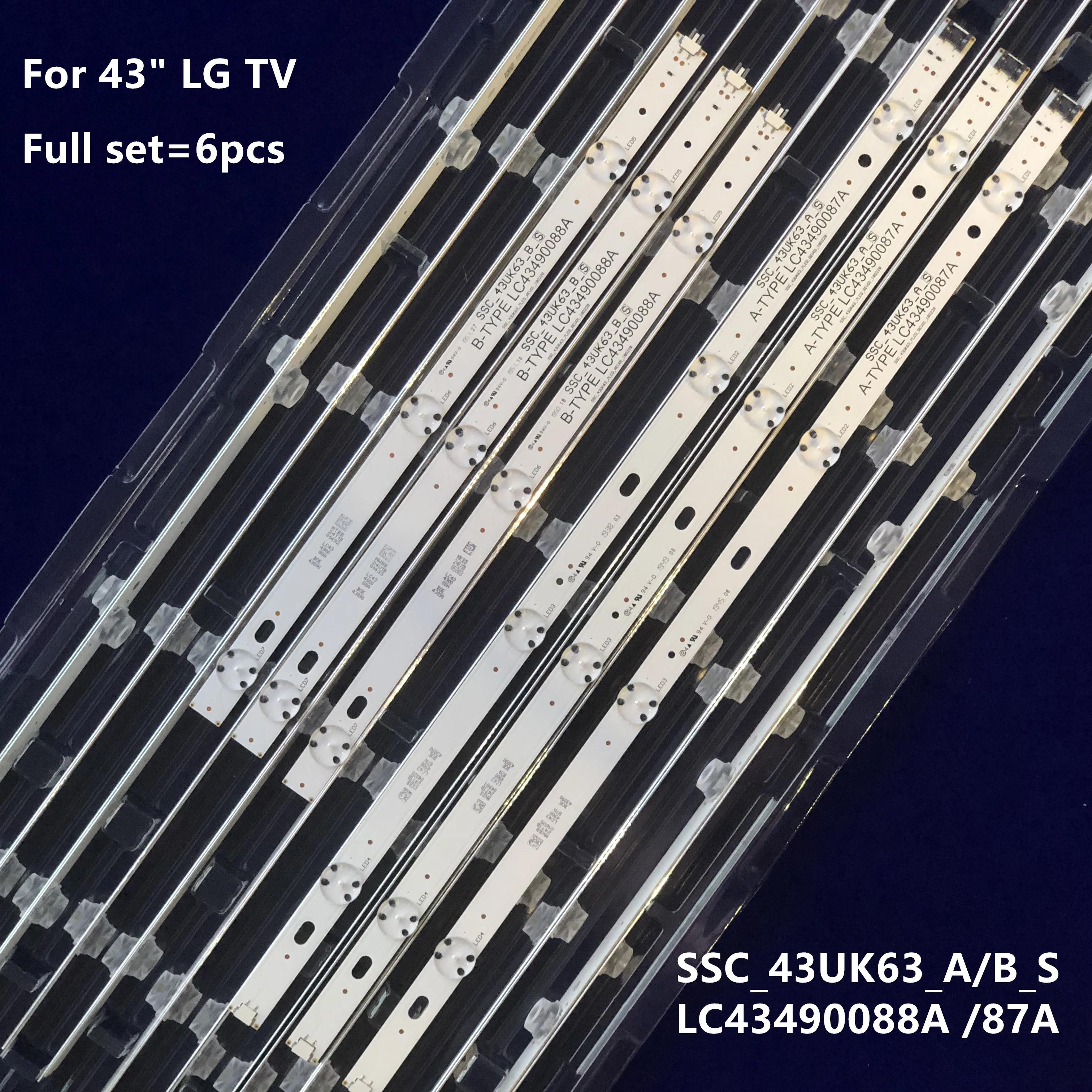 

5Kit=30PCS LED Strip For 43LJ55_A/B 43UJ63_A/B LC43490059A LC43490058A 43UJ6300 43UJ6307 43UJ6309 43UJ6500 43UJ6560 HC430DGG