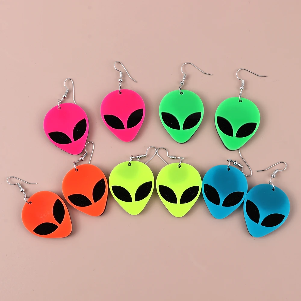 FishSheep Cute Alien UFO Spaceship Acrylic Drop Earrings For Women Exaggerated Flying Saucer Earring Hip Hop Fashion Jewelry