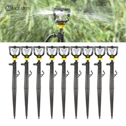 10PCS Micro Sprinkler on 22.2cm Stake 2mm 130LPH Garden Water 360 Degrees Rotation Wheel Spray Irrigation Sprinklers