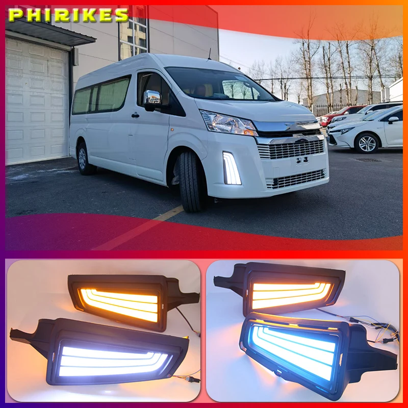 

2Pcs LED DRL Daytime Running Light fog lamp Decoration With Flowing Turn Signal for Toyota NEW Hiace 2019 2020 Car