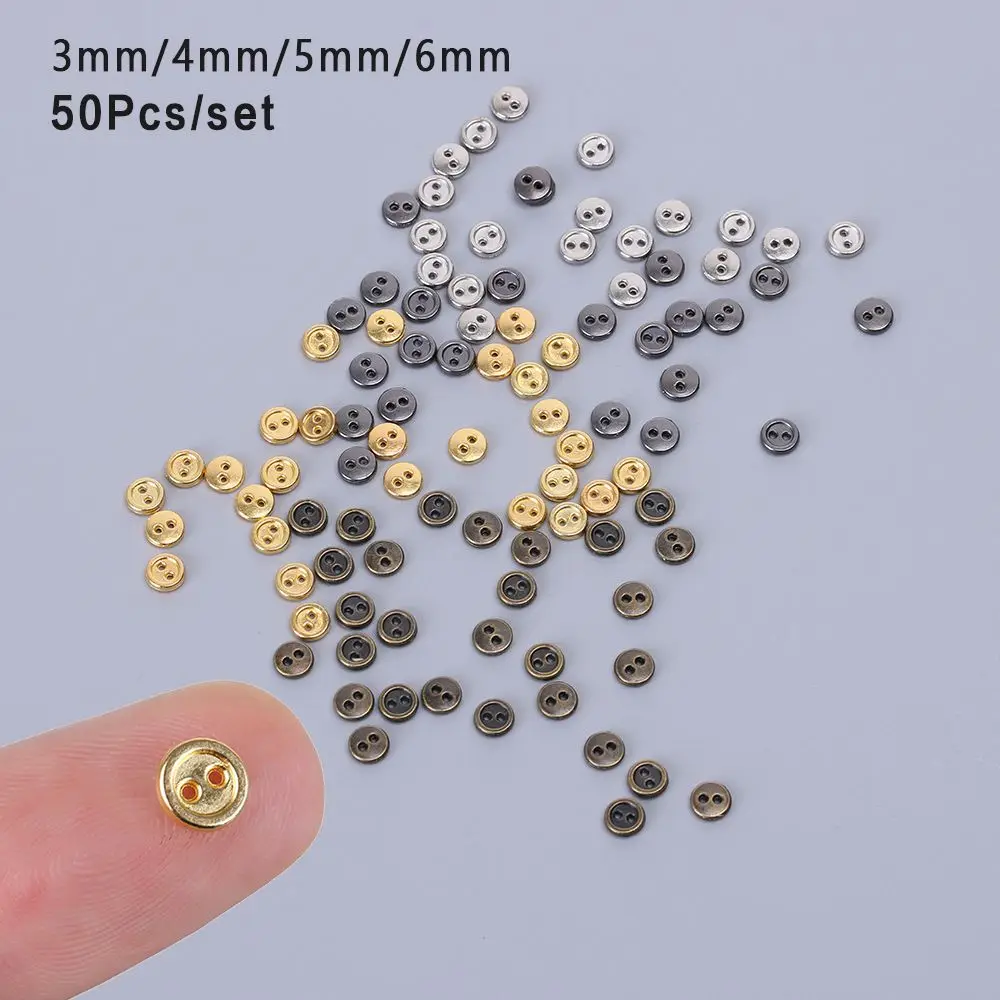 50pcs  3/4/5/6mm Handmade  Dollhoues Miniature Accessories Mini Metal Buttons  Pullip Clothing Sewing  blythe DIY Doll Clothes