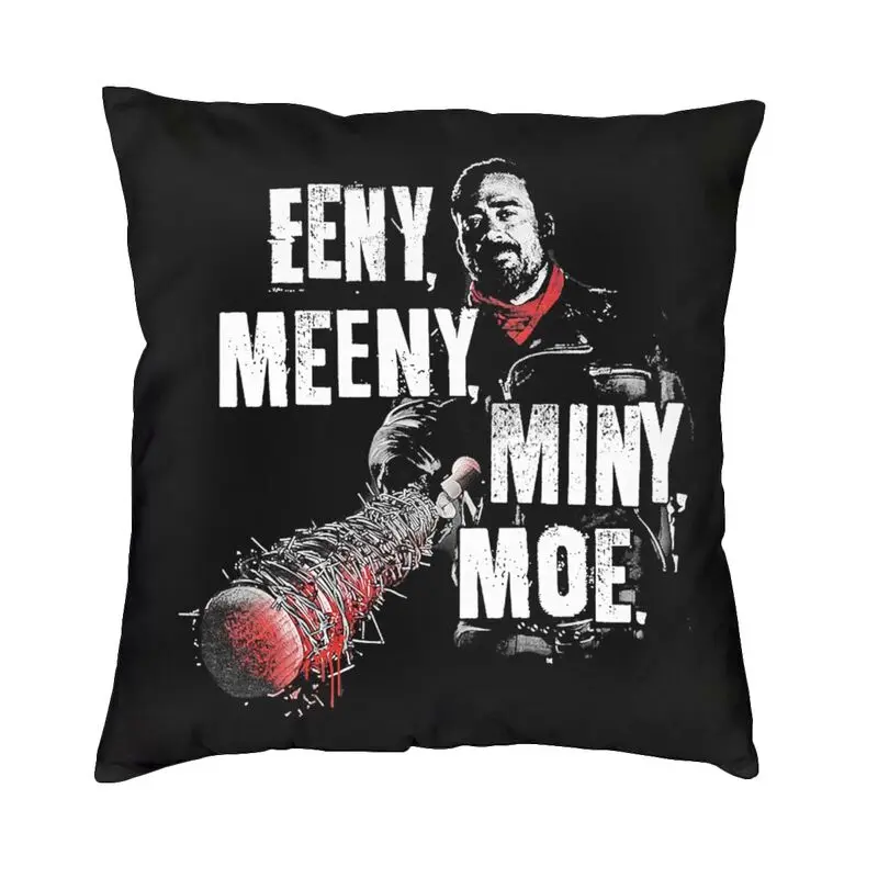 Vintage The Walking Dead Square Pillow Case Home Decor Eeny Meeny Miny Moe Negan Cushion Cover Throw Pillow Case For Living Room