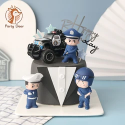 Happy Birthday Party Cake Topper Picks Decoration Hero Policemen Traffic Police Policewoman Male Policeman Plane Handcuffs