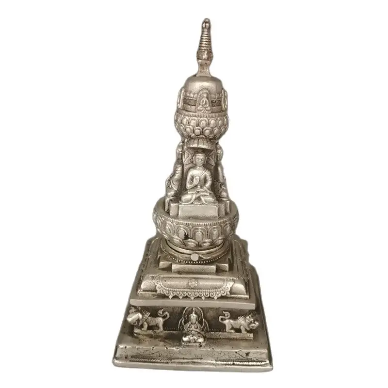 

Chinese Old Tibet Silver Carving Silver Tower Tibet Buddhism Pagoda