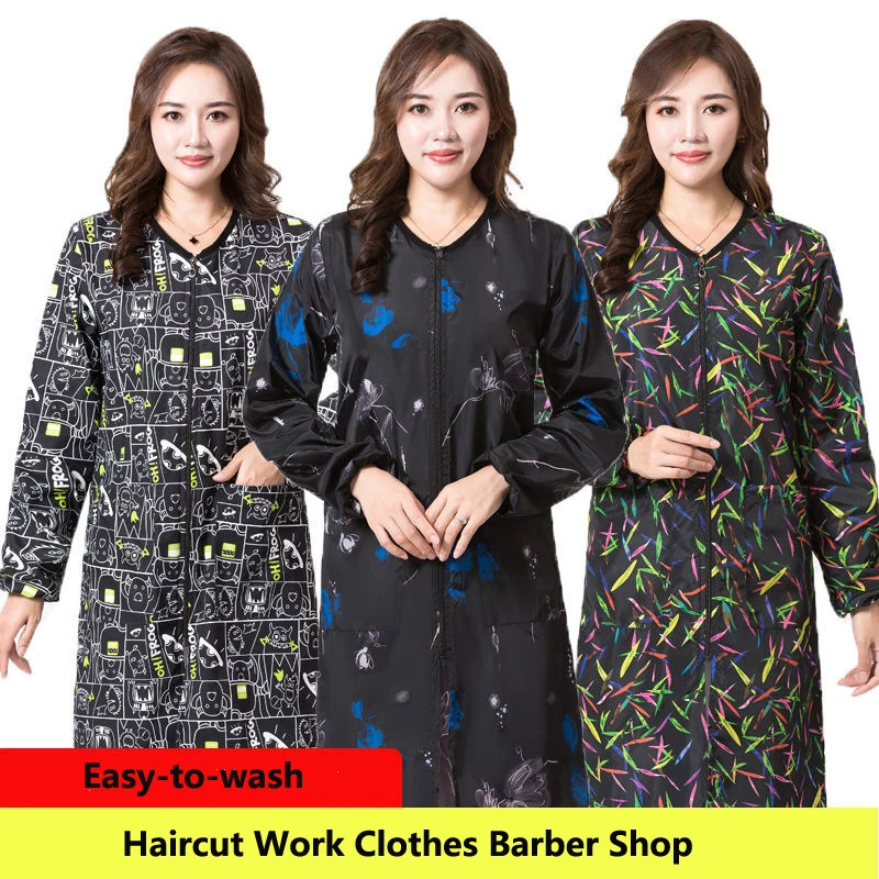 Professional Anti-static Hairdressing Long Sleeve Work Clothes Pet Grooming Haircut Work Clothes Barber Shop Hair Salon Groomer