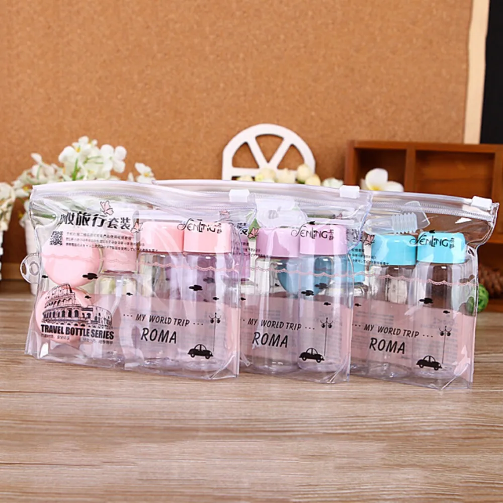 7 PCS/set Travel Cosmetic Empty Jar Pot Makeup Face Cream Container Bottle 3 Colors Drop Shipping