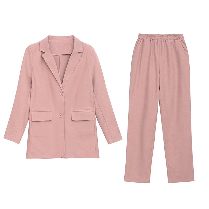 Blazer feminino de peito único e calças de trabalho, blazers femininos com calças, novo, primavera, outono, 2 peças, 2022