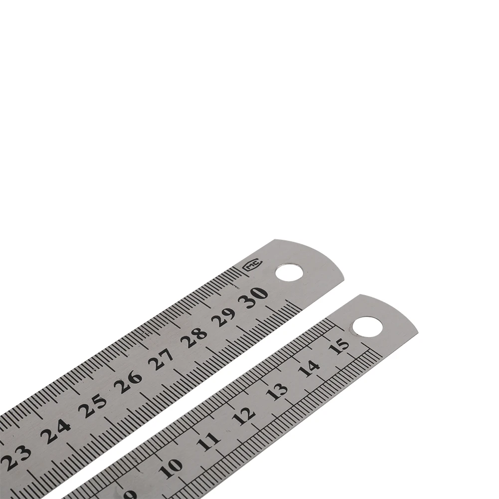 Regla recta de doble cara de acero inoxidable, 15cm/6 pulgadas, 30cm/12 pulgadas, regla métrica, suministros de papelería, 1 unidad
