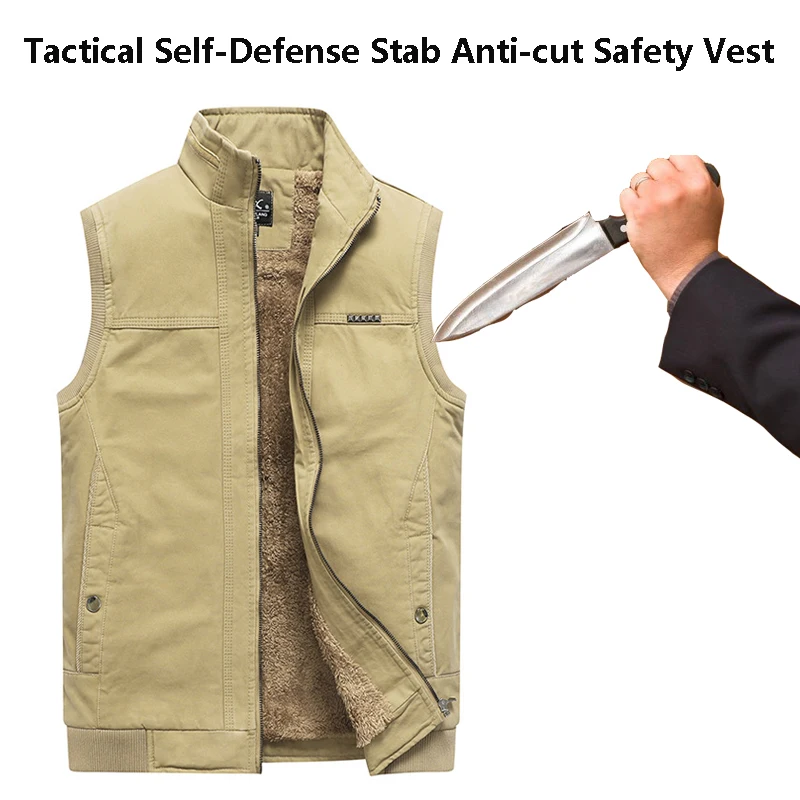 Selfdefense Anti-Hacking Men Vest Security Protectionfbi Plus Size Military Tactical Anti-Stab-Cut Soft Hidden Thicken Clothing