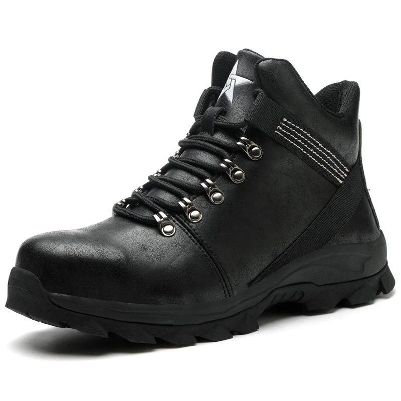 Sapatos de trabalho ToeCap de aço para homens, botas de segurança de trabalho, preto, confortável, caminhada, sapatos esportivos de segurança, CE,