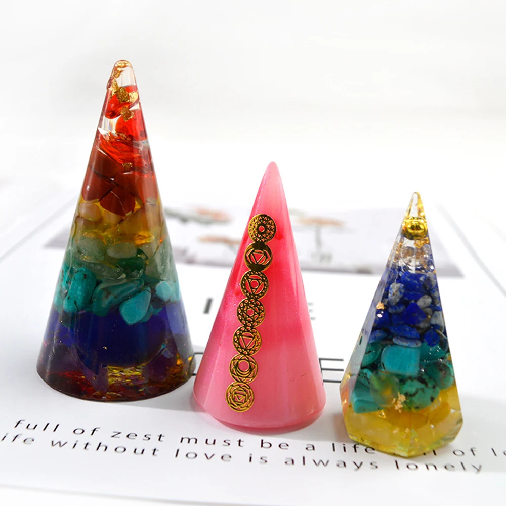 JF028 4 Styles Metal Copper Energy Tower Orgonite Sticker For DIY Epoxy Resin Mold Crafts Jewelry Making