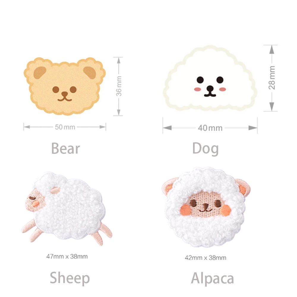 Cute Plush Dog Bear Sheep Iron on Patches Applique High Quality Self Adhesive Clothes Stickers Badges Sewing Accessories