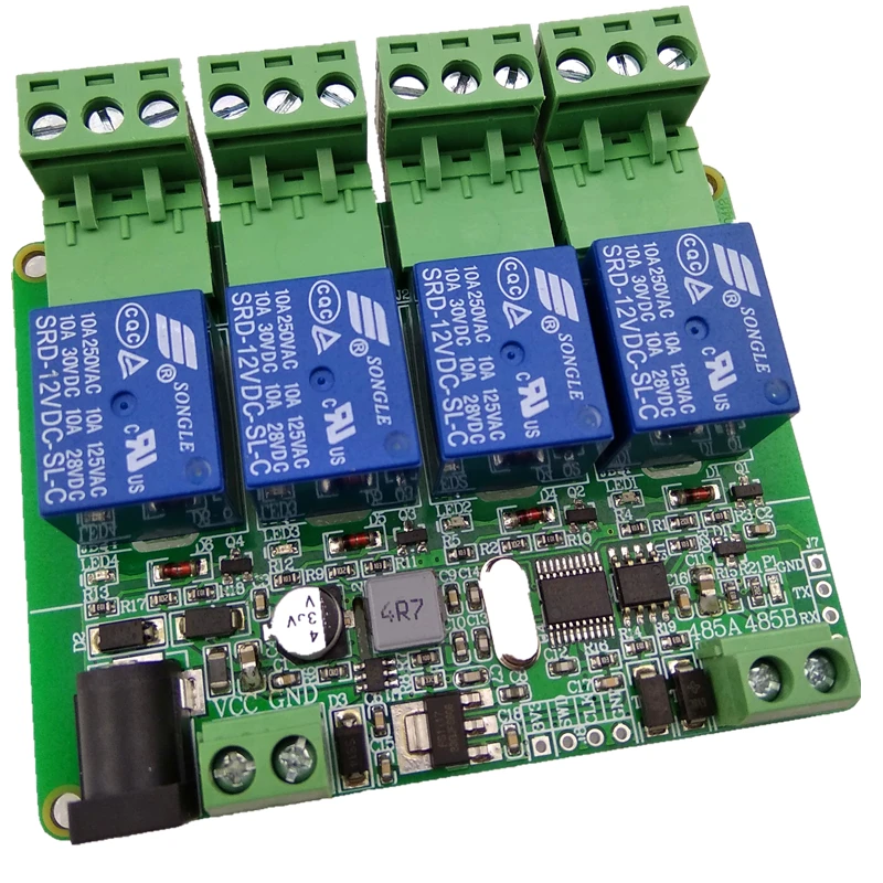 Modbus RTU 4-way Relay 485 Communication 9V-24V Input