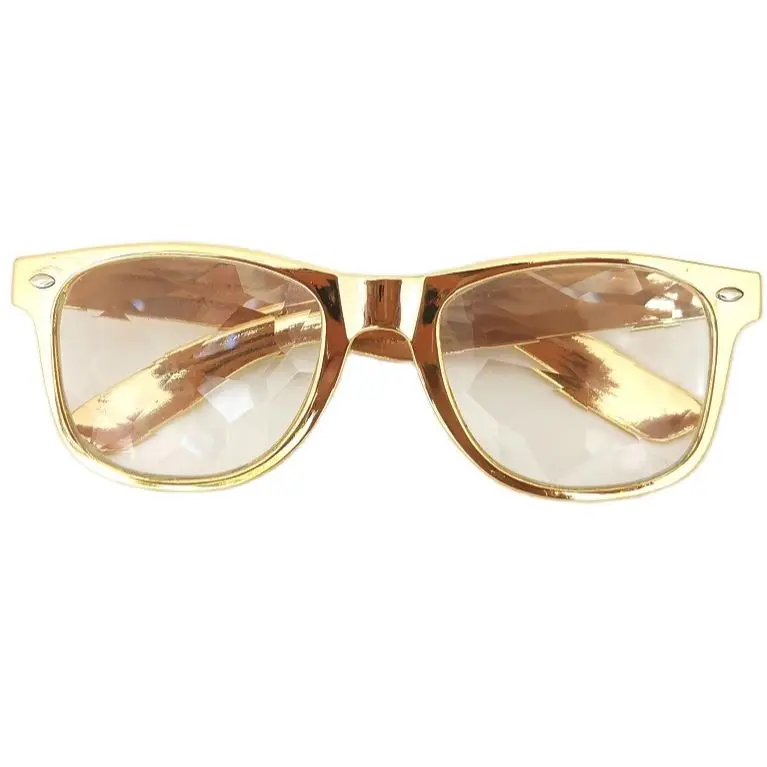 Gold Kaleidoscope Glasses Clear Real Glass Lens