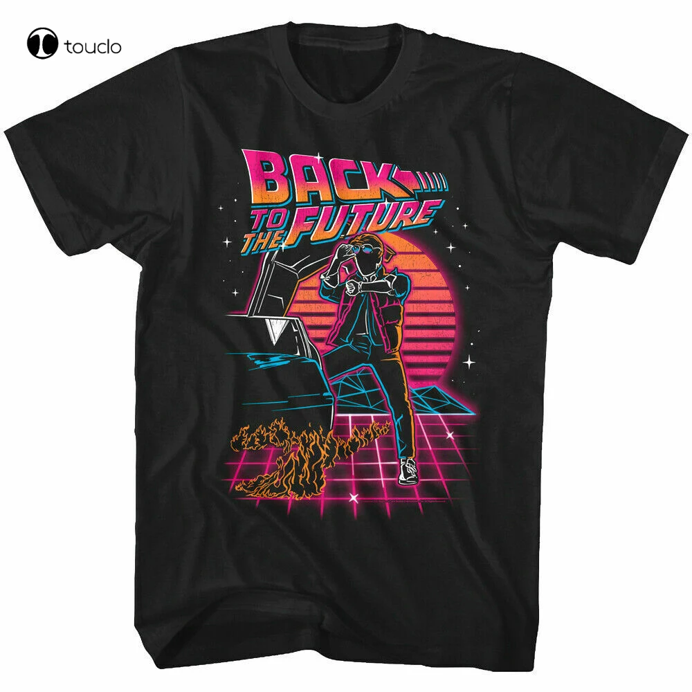 Back To The Future Neon Sunset Men'S T Shirt 80S Synthwave Delorean Mcfly Movie. t shirts for men graphic