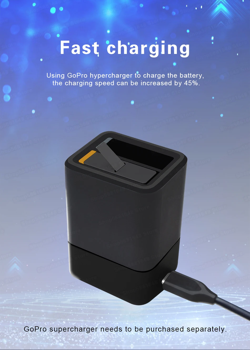 2 Batteries Hero 8 + Chargeur Triple COOLSHOW - Compatible GoPro Hero 8, 7, 6, 5, 2018