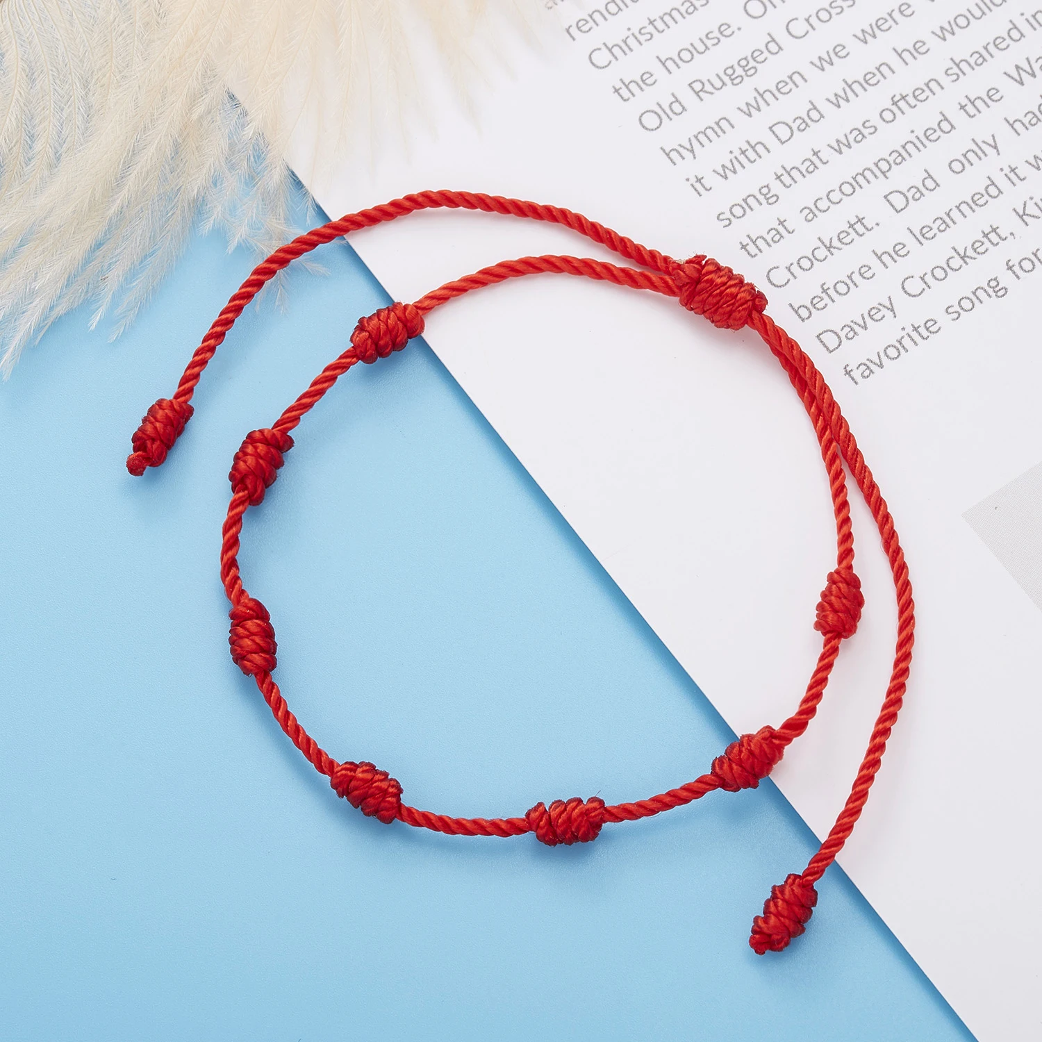 Handmade 7 Knots Red String Bracelet Protection Good Luck Amulet for Success Prosperity Friendship Rope Wristband Jewelry Gift