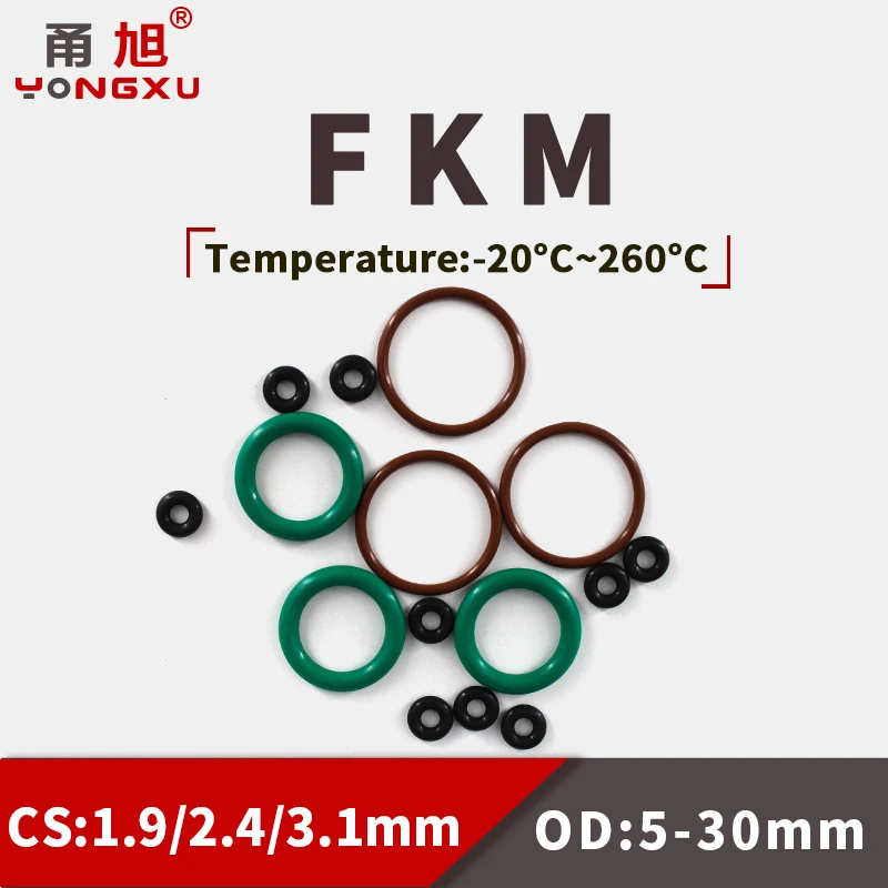 Uszczelka pierścieniowa FKM O Grubość CS1.9/2.4/3.1mm OD5-30mm FPM Ciśnienie oleju i odporna na zużycie samochodowa gumowa o-ring.-.