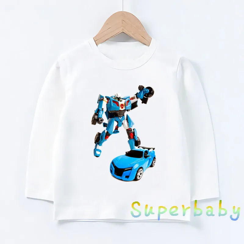 Tobot Evolution Transformer Robot Car Graphic Kids T-Shirts Funny Cool Boys Clothes Baby Girls Long Sleeve T shirt Children Tops