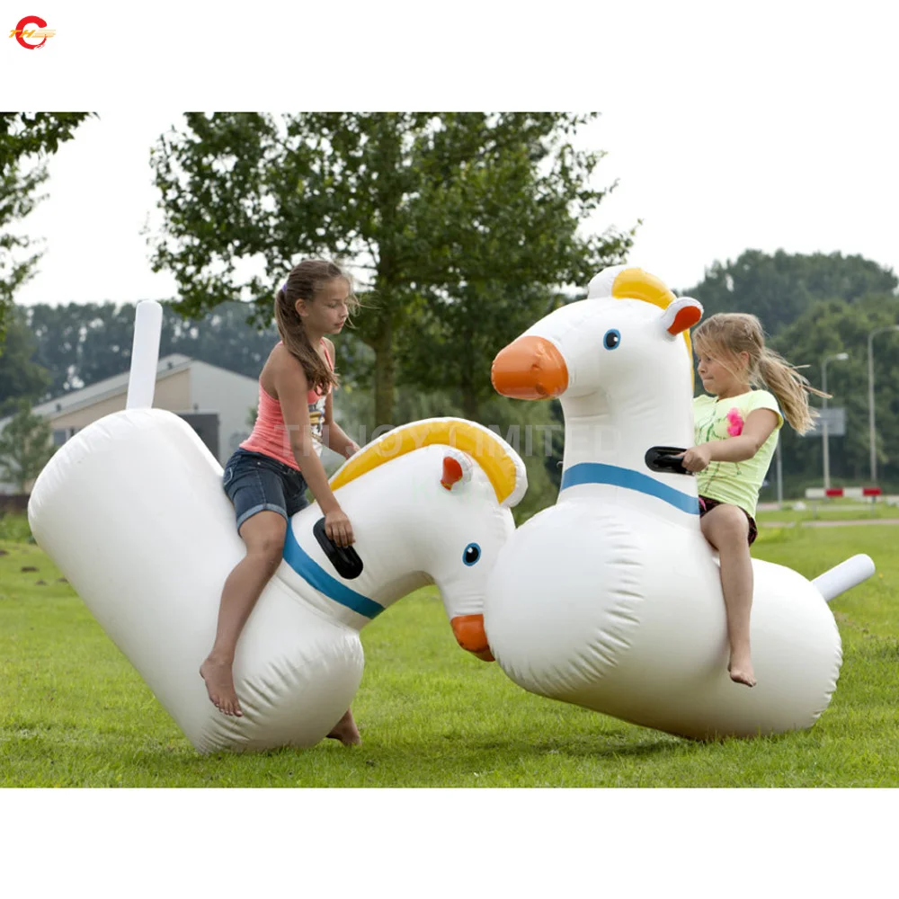 

free door shipping inflatable jumping horses for children and adult, cheap pony derby horse racing game