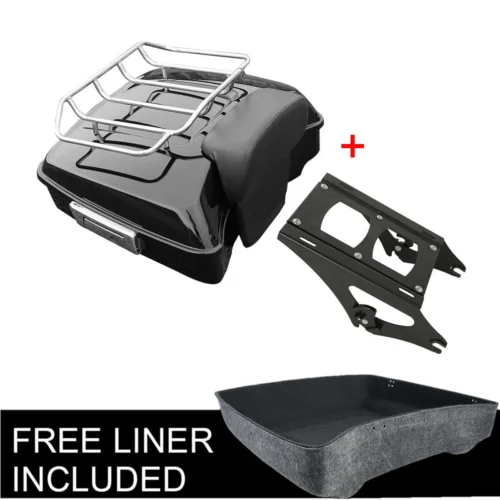 Motorcycle Chopped Trunk Razor Backrest + Rack for Harley  Touring Street Glide Electra Glide Road King 2014-2025