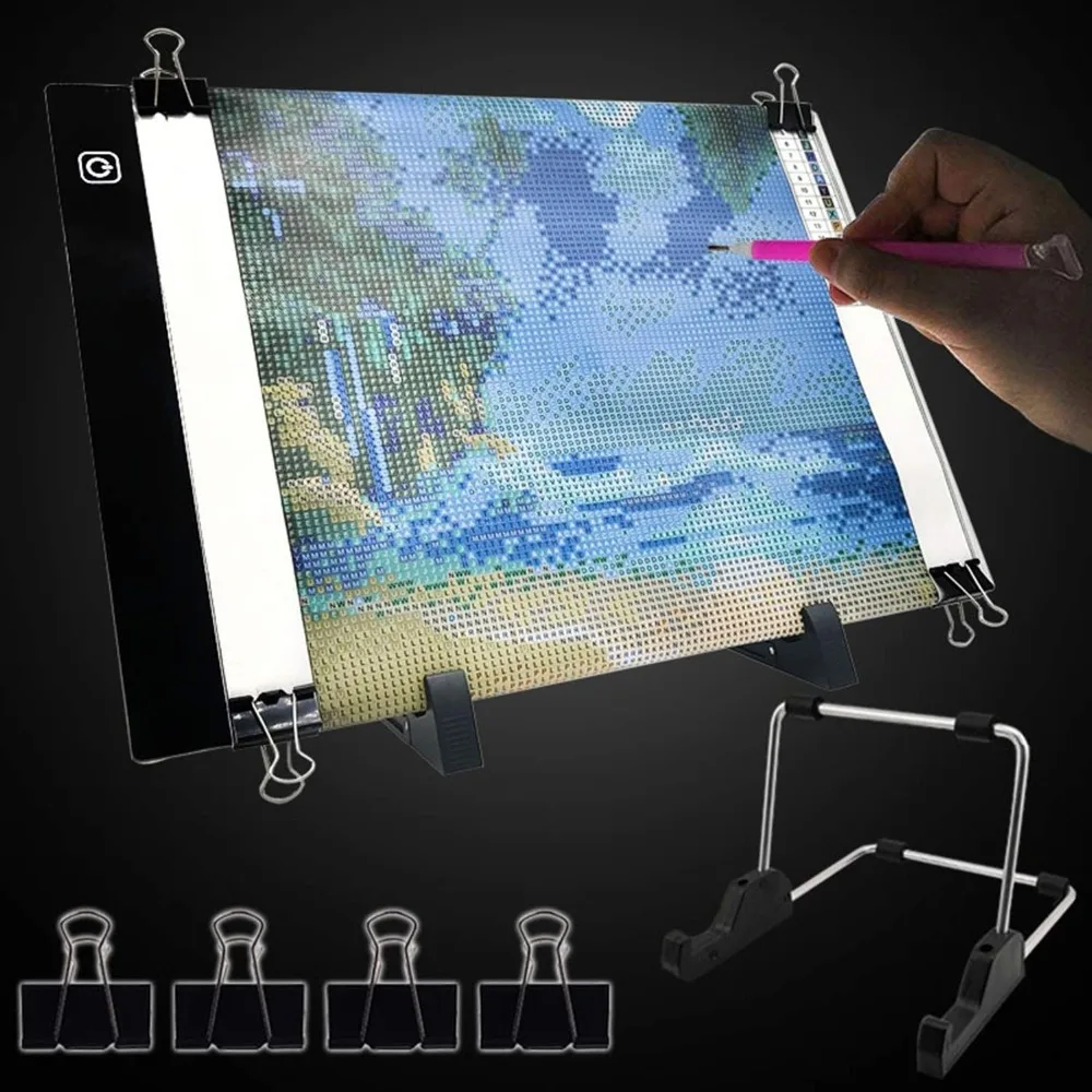 A4 Led Light Pad for Diamond Painting Tools 3 Lever Adjustable Light Table Board Pad Kits Diamond Embroidery Accessories Set