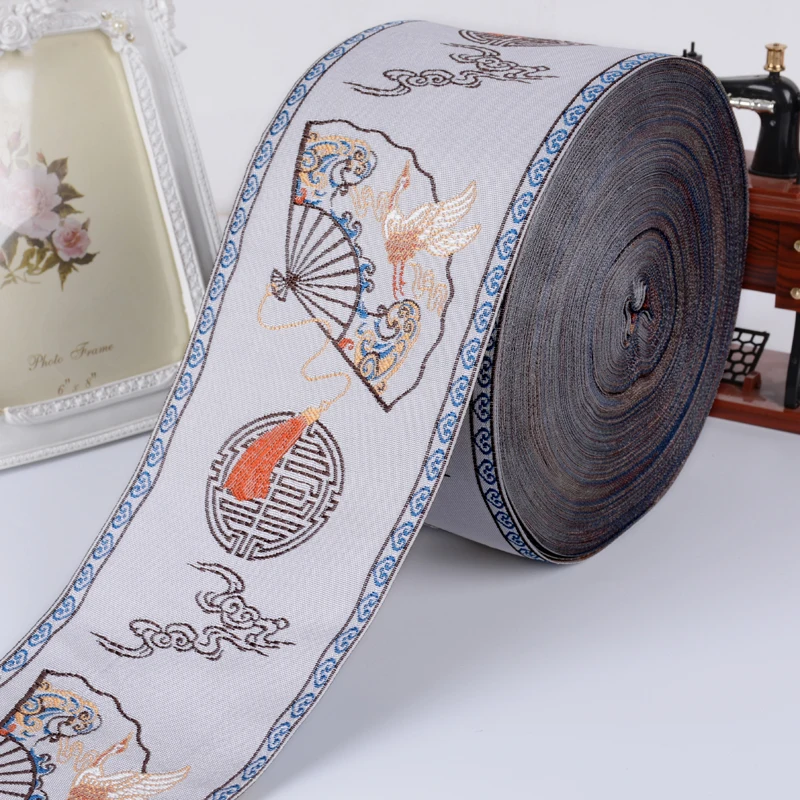 25M/Lot 12CM Wide Chinese Style Jacquard Webbing Curtain Lace Trims Belt Accessories DIY Sewing Sofa Cushion Lace Ribbon Decor