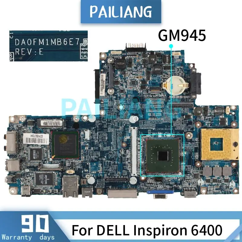 

PAILIANG Laptop motherboard For DELL Inspiron 6400 Mainboard CN-0MD666 DA0FM1MB6E7 GM945 DDR2 tesed