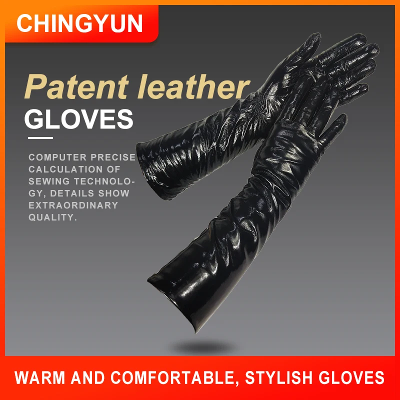 CHINGYUN Woman Gloves New 2020 Sheepskin Gloves Ladies Long Gloves Arm Sleeve Ladies Leather Fashion Gloves Ladies Winter Gloves