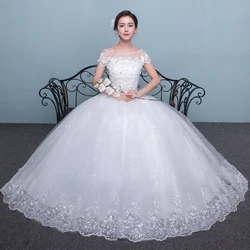 Customize Embroidery Wedding Dress Lace Up  Bride Plus Size Wedding Dresses Ball Gowns Bridal Flower Dresses Vestido De Noiva