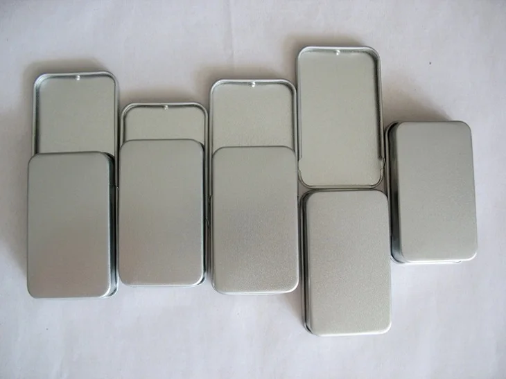 500pcs Plain Silver Color Slide Top Tin Box, Rectangle Candy Usb Box Cas Wholesale